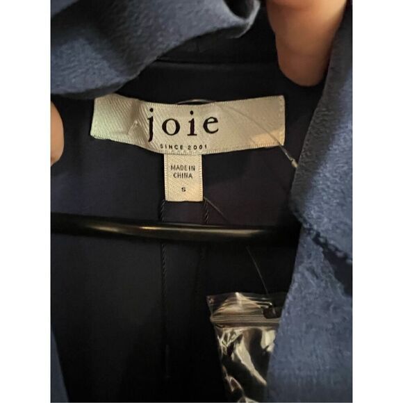 Joie NWT Roussel Ruched Ruffle-Trim Silk Navy Blue Midi Dress Sz S - Picture 6 of 9